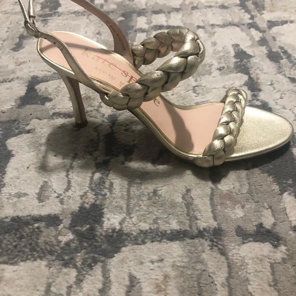 Kate Spade New York Womens Leather Braided Straps Slingback Heels Sandals Gold - Picture 4 of 10